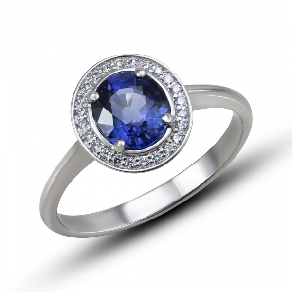 White Ring With Sapphire