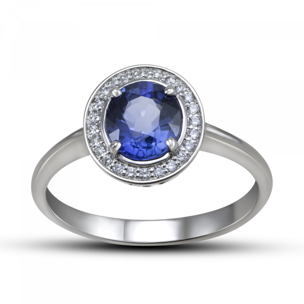 White Ring With Sapphire