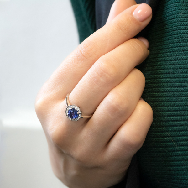 White Ring With Sapphire