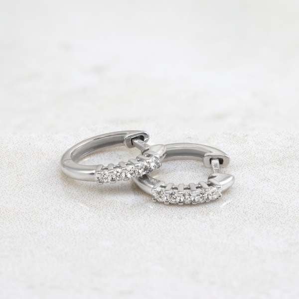 Small White Gold Earrings With Diamonds