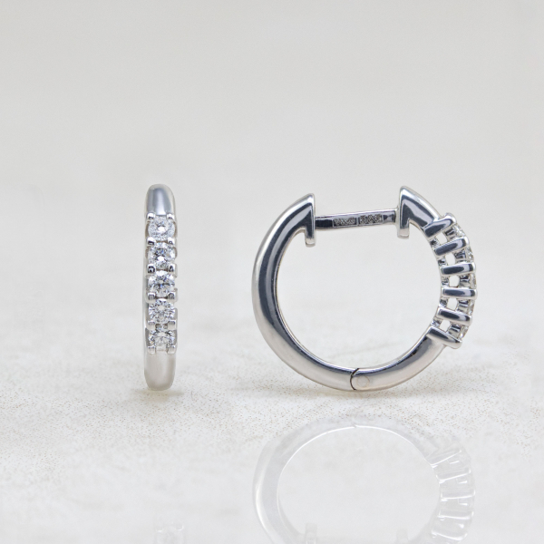 Small White Gold Earrings With Diamonds