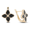 Gold Earrings Lily with Black Diamonds