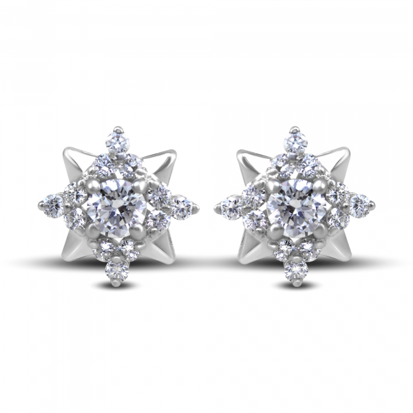 White Gold Earrings Stars With Diamonds