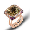 Gold Ring  Four Hearts  With  Citrine