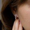 Gold Earrings Flower With Diamonds