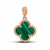 Gold Pedant Mini Clover With Malachite