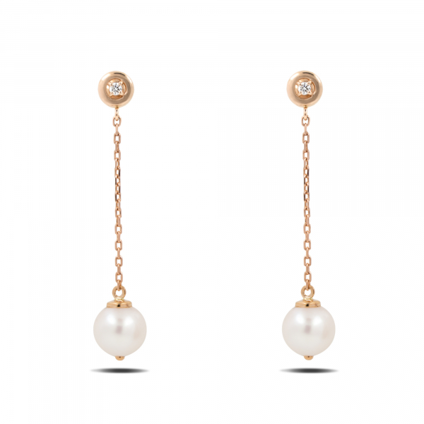 Gold Earrings With White Pearl