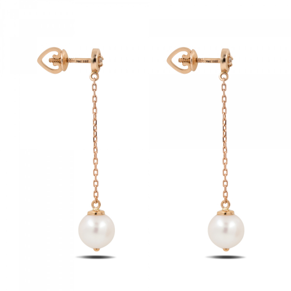 Gold Earrings With White Pearl