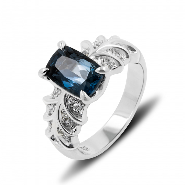 White Gold Ring With Topaz Winter Patterns