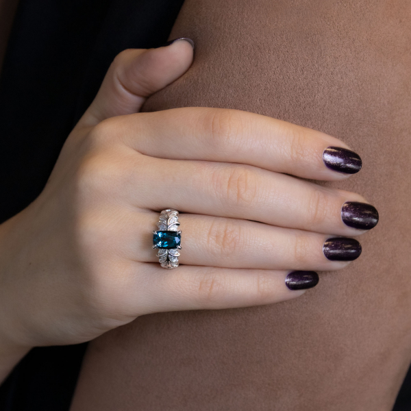 White Gold Ring With Topaz Winter Patterns