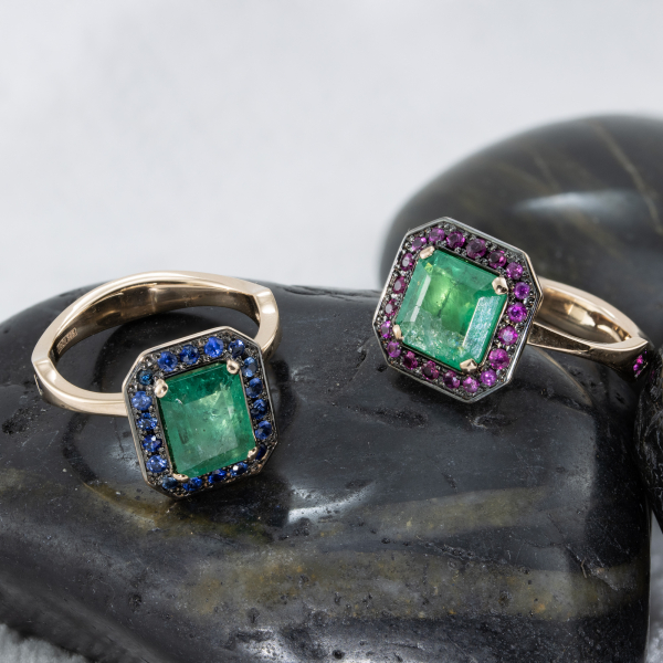 Gold Ring With Emerald And Sapphires