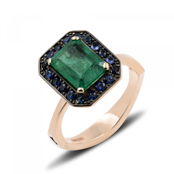 Gold Ring With Emerald And Sapphires