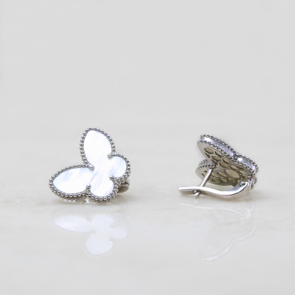 Earrings Butterfly With White Mother-of-pearl